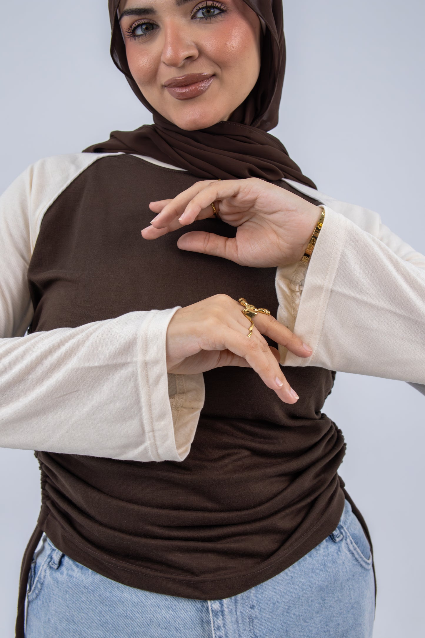 long sleeve brown basic